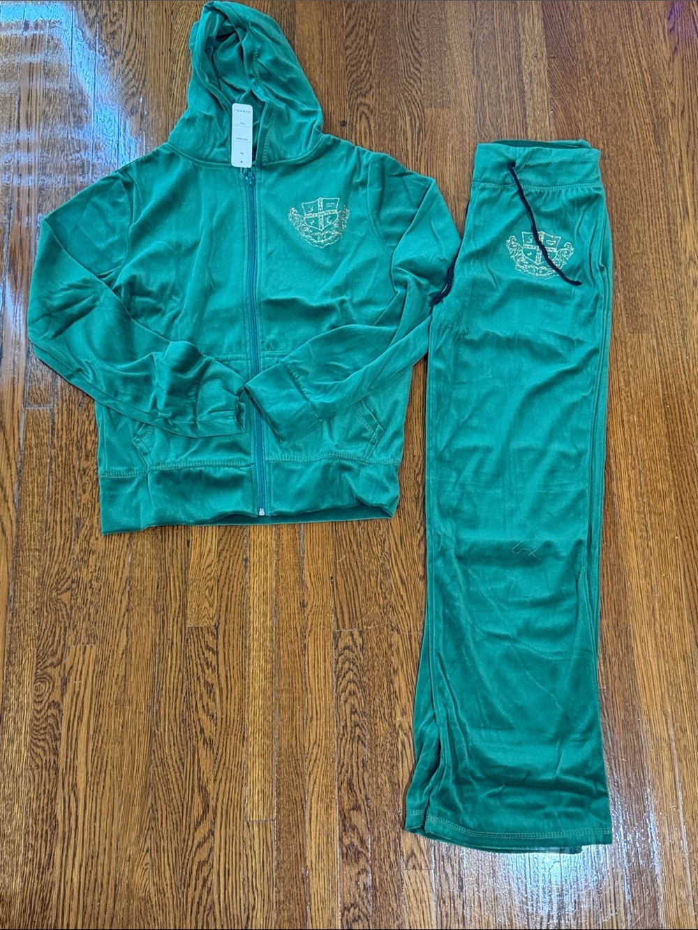 Brand new with tags Green Velour Hoodie & Sweatpants Set